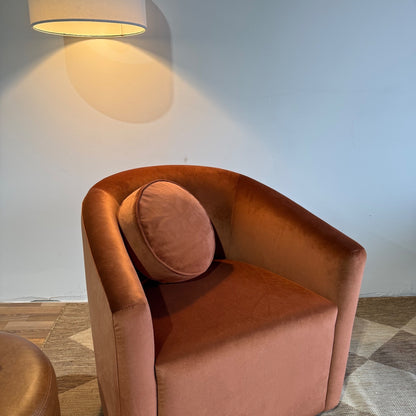 Interior Define Tegan Swivel Chair in Orange Performance Velvet
