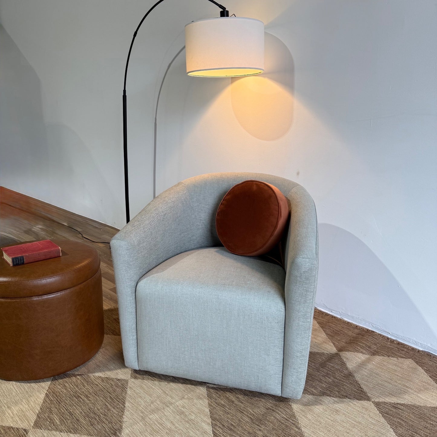 Interior Define Tegan Swivel Chair in Blue Performance Fabric