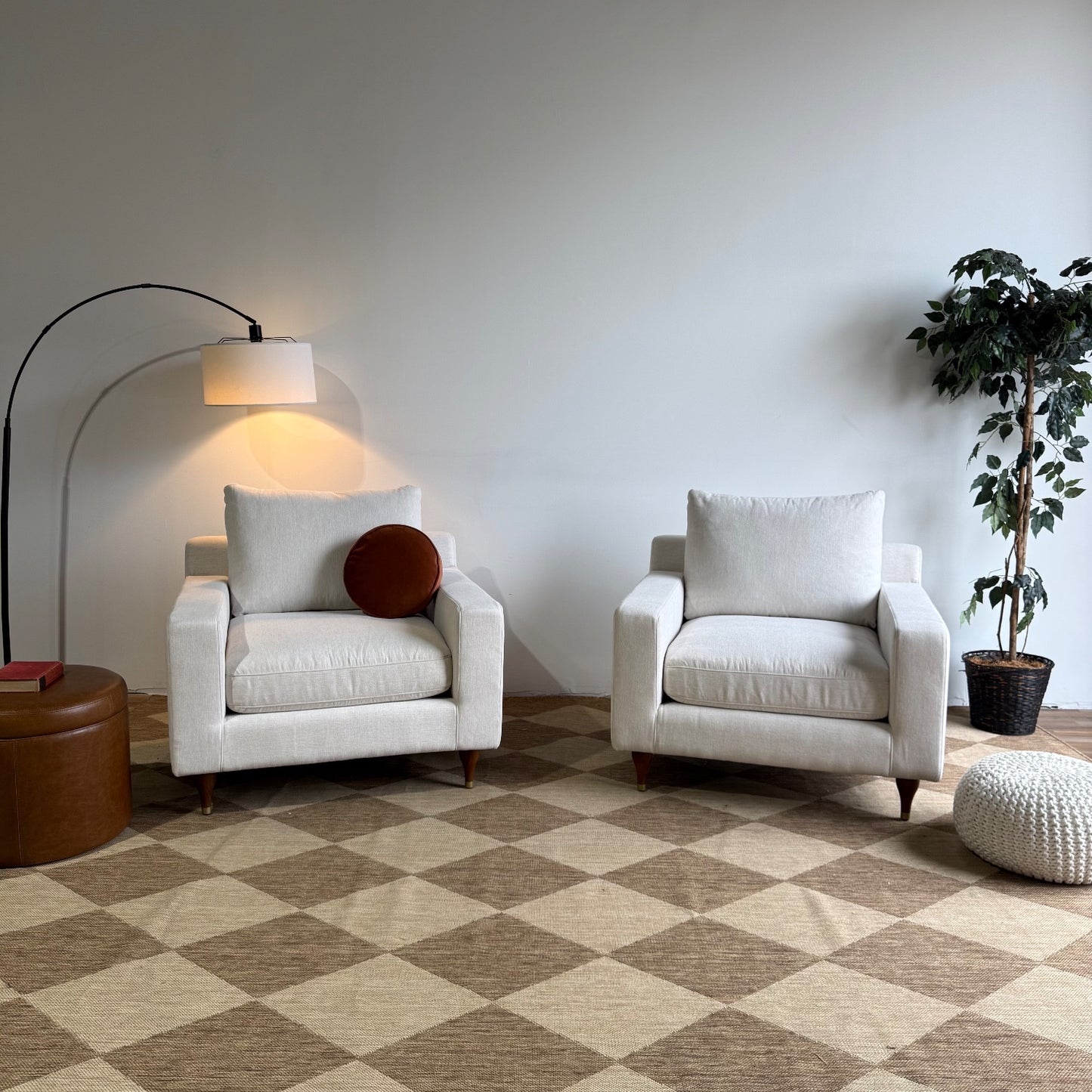 Interior Define Sloan Accent Chairs in White Performance Fabric