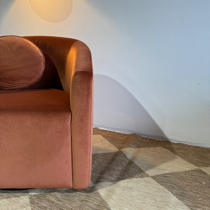 Interior Define Tegan Swivel Chair in Orange Performance Velvet