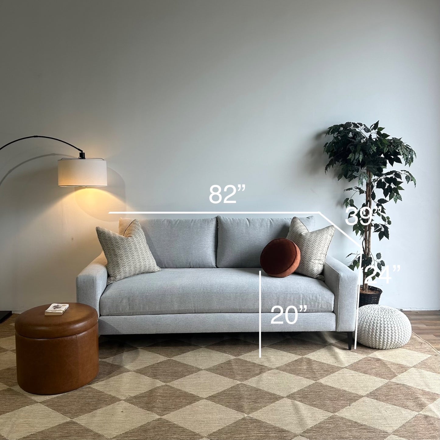 Interior Define Sloan 2-seat Sofa In Gray Performance Antimicrobial Chenille