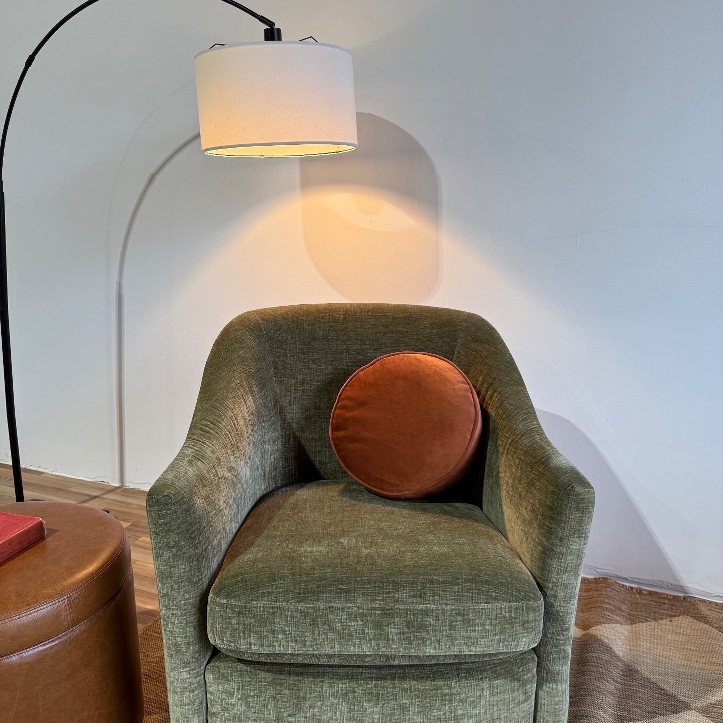 Interior Define Savona Swivel Chair in Green Performance Fabric