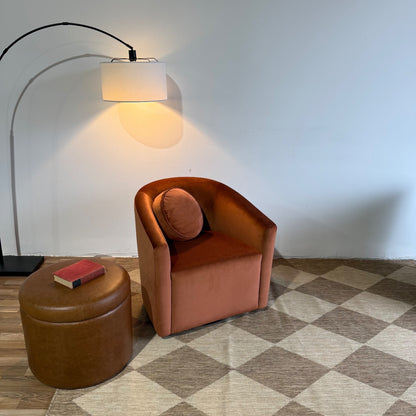 Interior Define Tegan Swivel Chair in Orange Performance Velvet