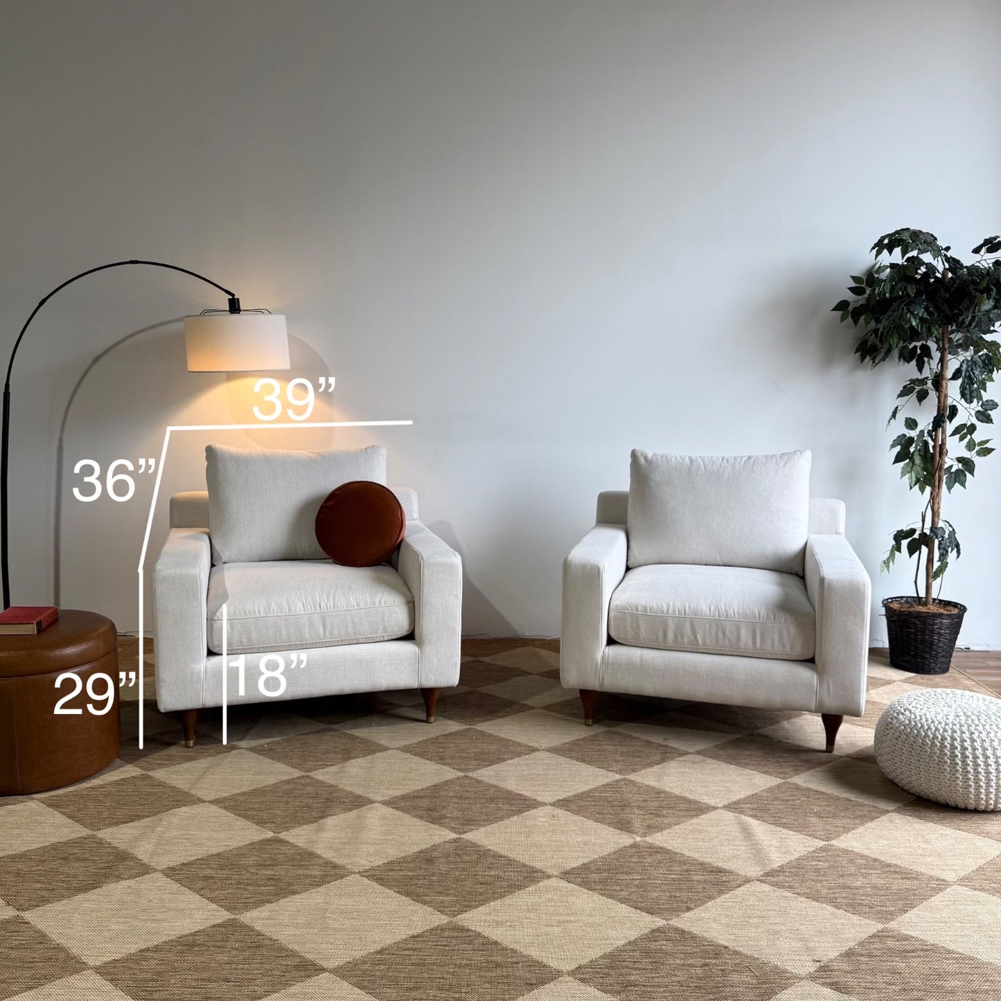 Interior Define Sloan Accent Chairs in White Performance Fabric