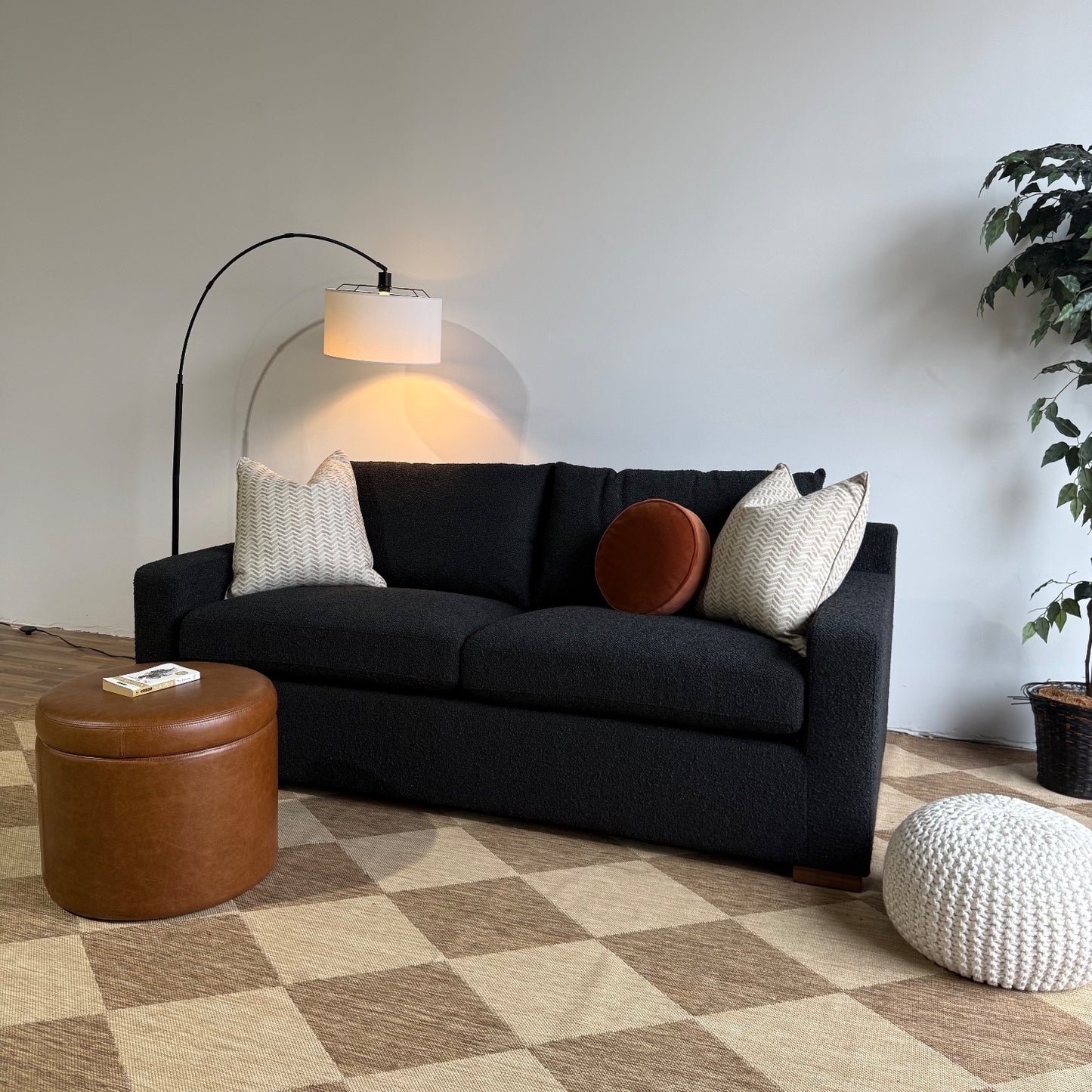 Interior Define Sloan Queen Sleeper Sofa in Black Performance Loop Weave