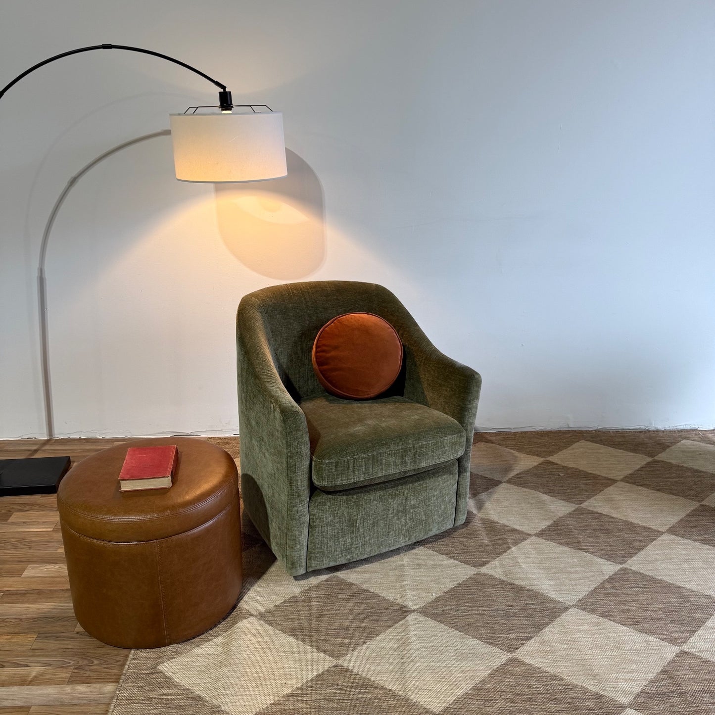 Interior Define Savona Swivel Chair in Green Performance Fabric