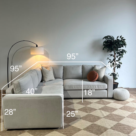 Interior Define James 3-piece Sectional In Gray Performance Antimicrobial Chenille