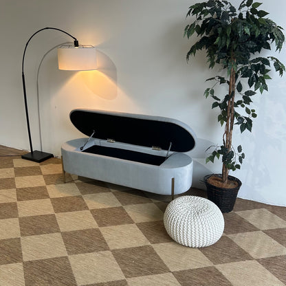 Interior Define Fiona Storage Bench In Blue Performance Plush Velvet