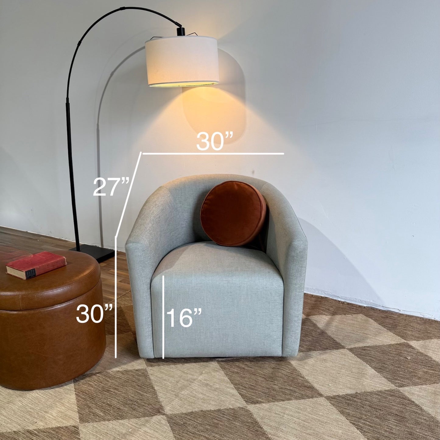 Interior Define Tegan Swivel Chair in Blue Performance Fabric