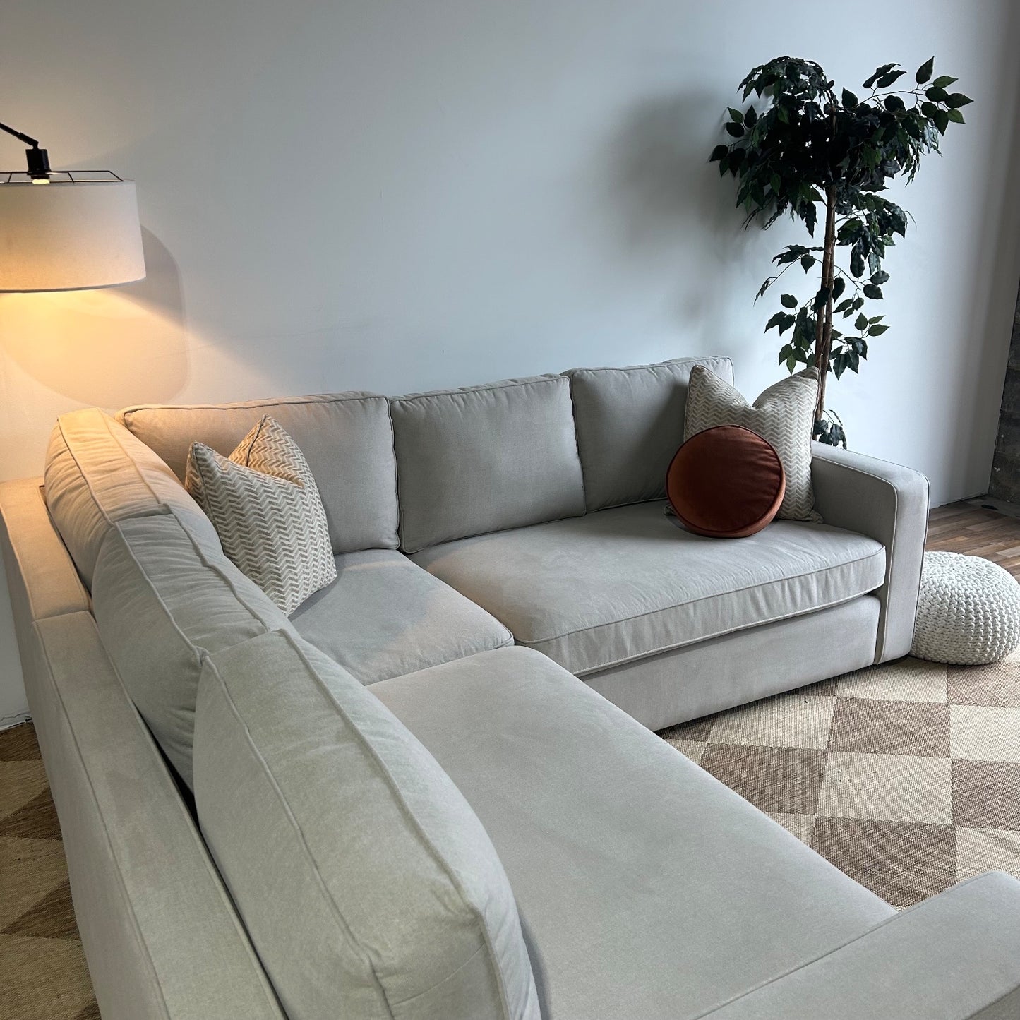 Interior Define James 3-piece Sectional In Gray Performance Antimicrobial Chenille