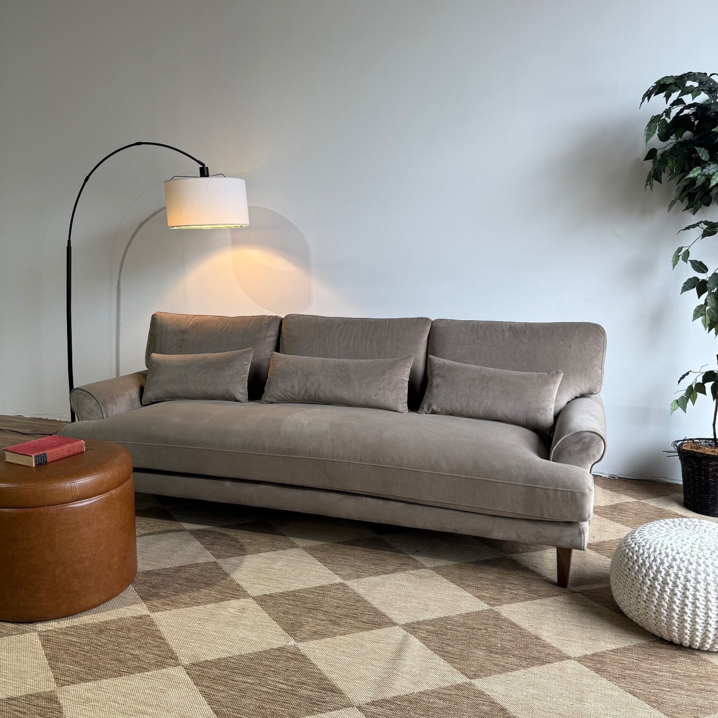 Interior Define Maxwell Sofa in Grey Performance Plush Velvet