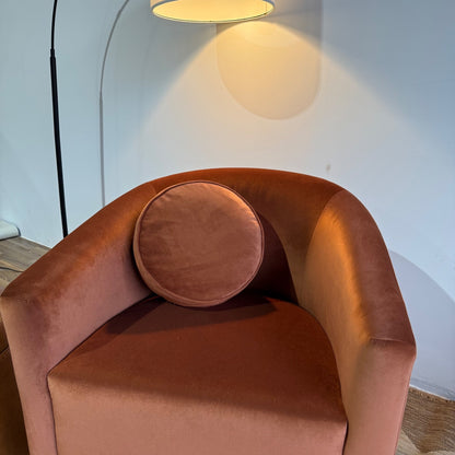 Interior Define Tegan Swivel Chair in Orange Performance Velvet