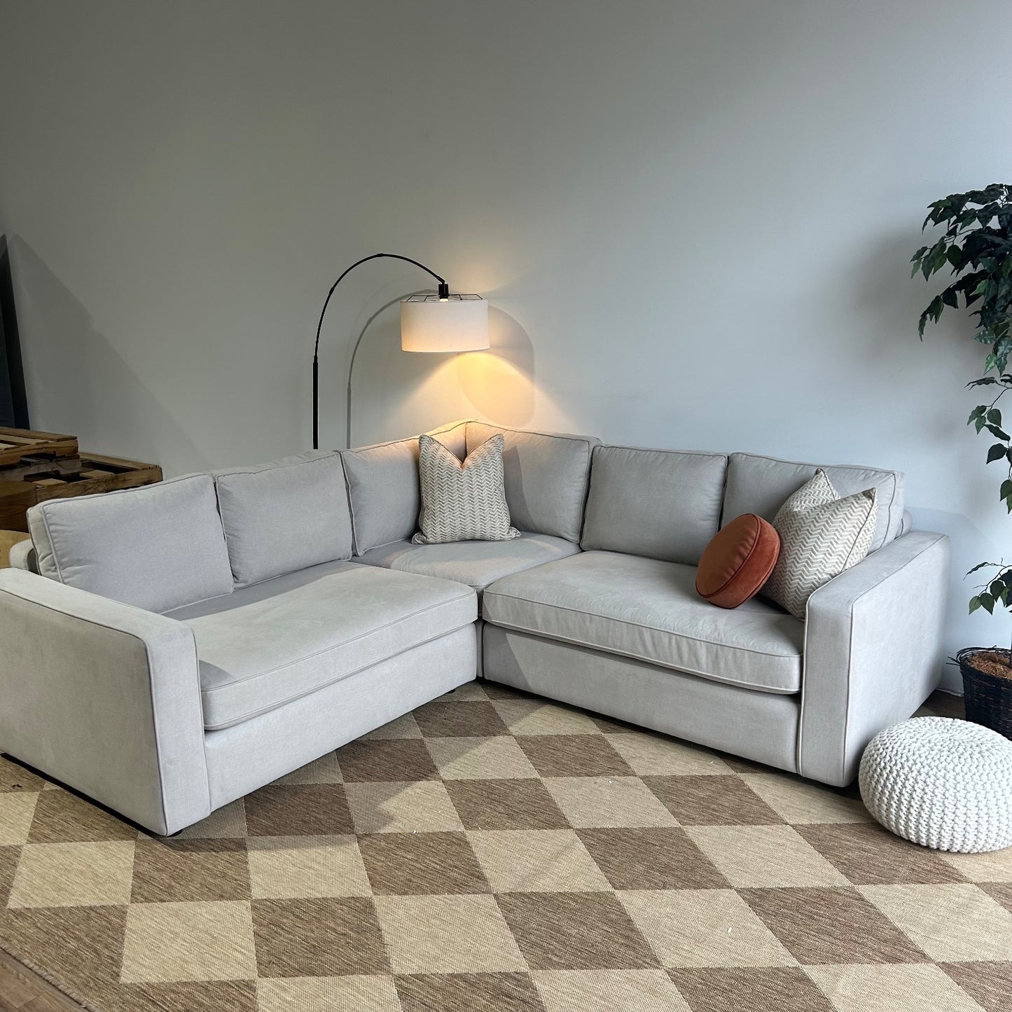 Interior Define James 3-piece Sectional In Gray Performance Antimicrobial Chenille