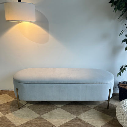 Interior Define Fiona Storage Bench In Blue Performance Plush Velvet