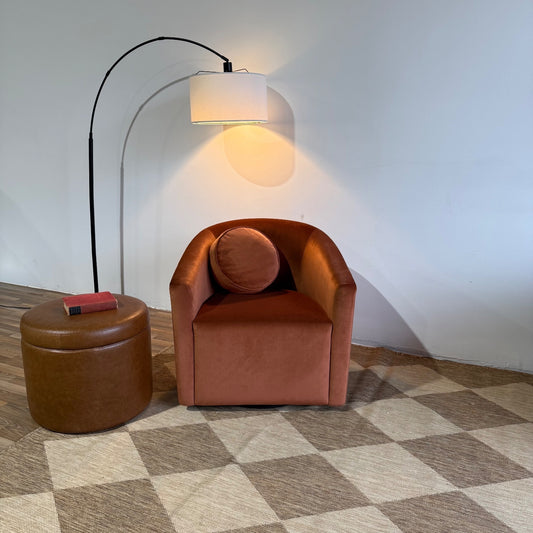 Interior Define Tegan Swivel Chair in Orange Performance Velvet