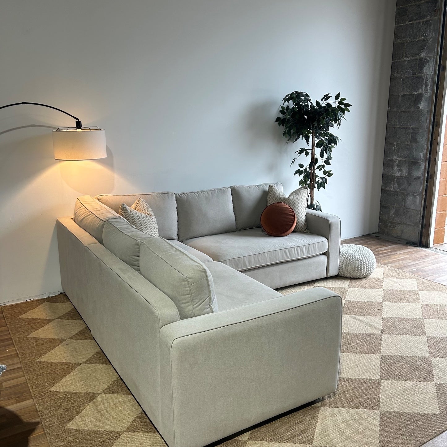 Interior Define James 3-piece Sectional In Gray Performance Antimicrobial Chenille