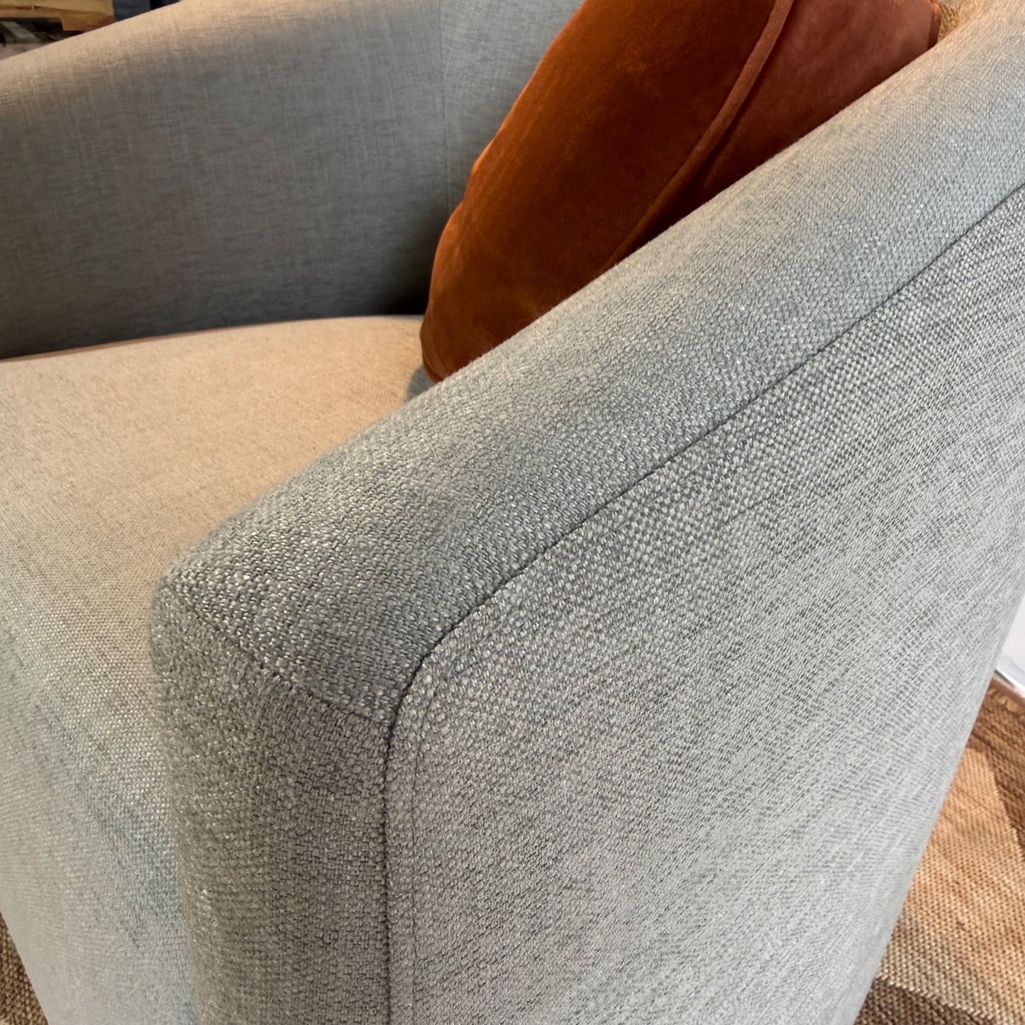 Interior Define Tegan Swivel Chair in Blue Performance Fabric