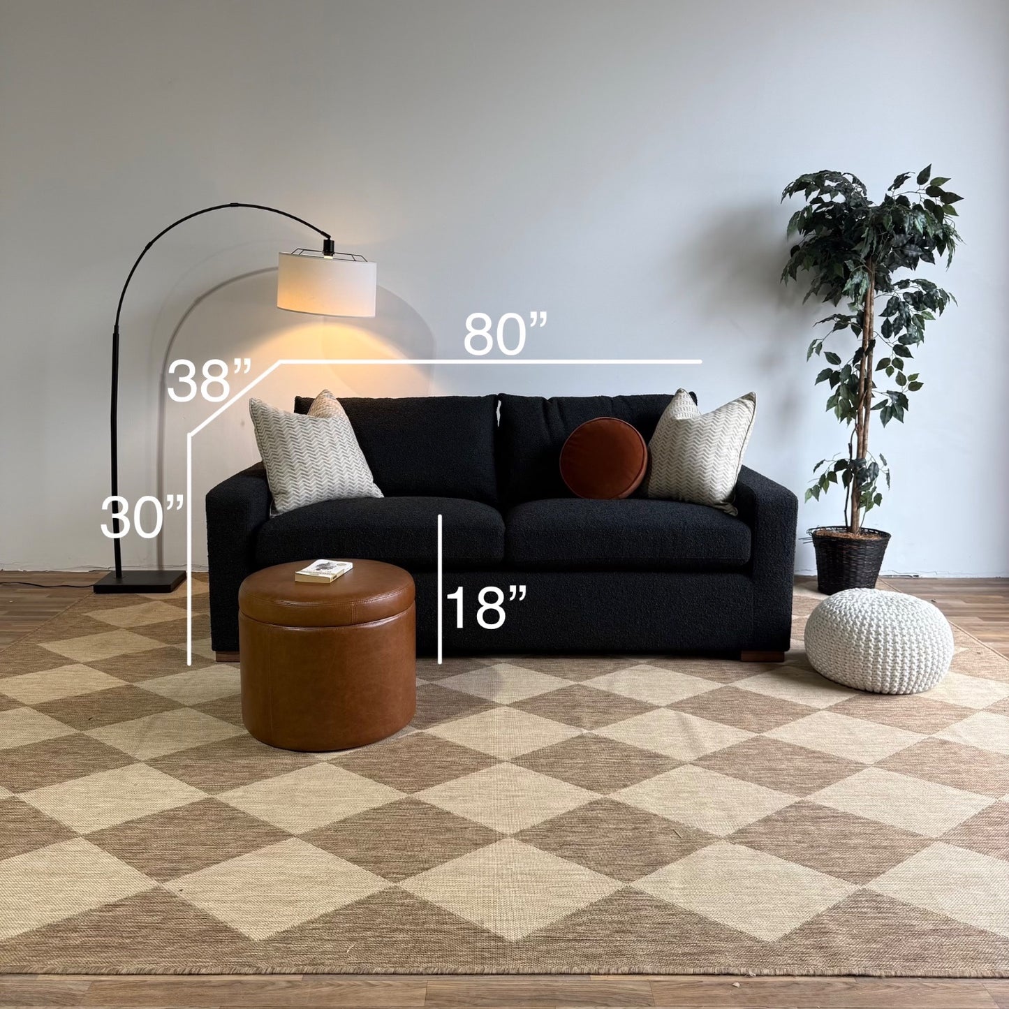 Interior Define Sloan Queen Sleeper Sofa in Black Performance Loop Weave