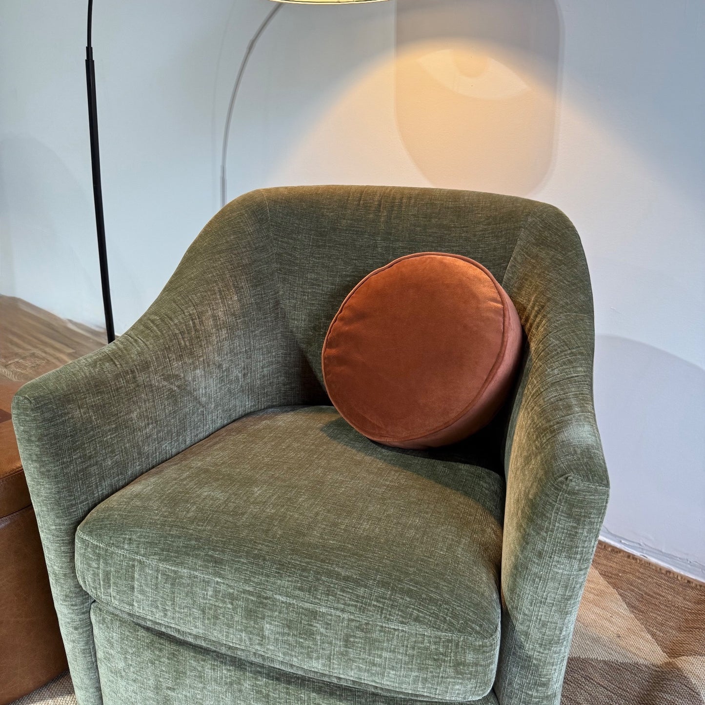 Interior Define Savona Swivel Chair in Green Performance Fabric