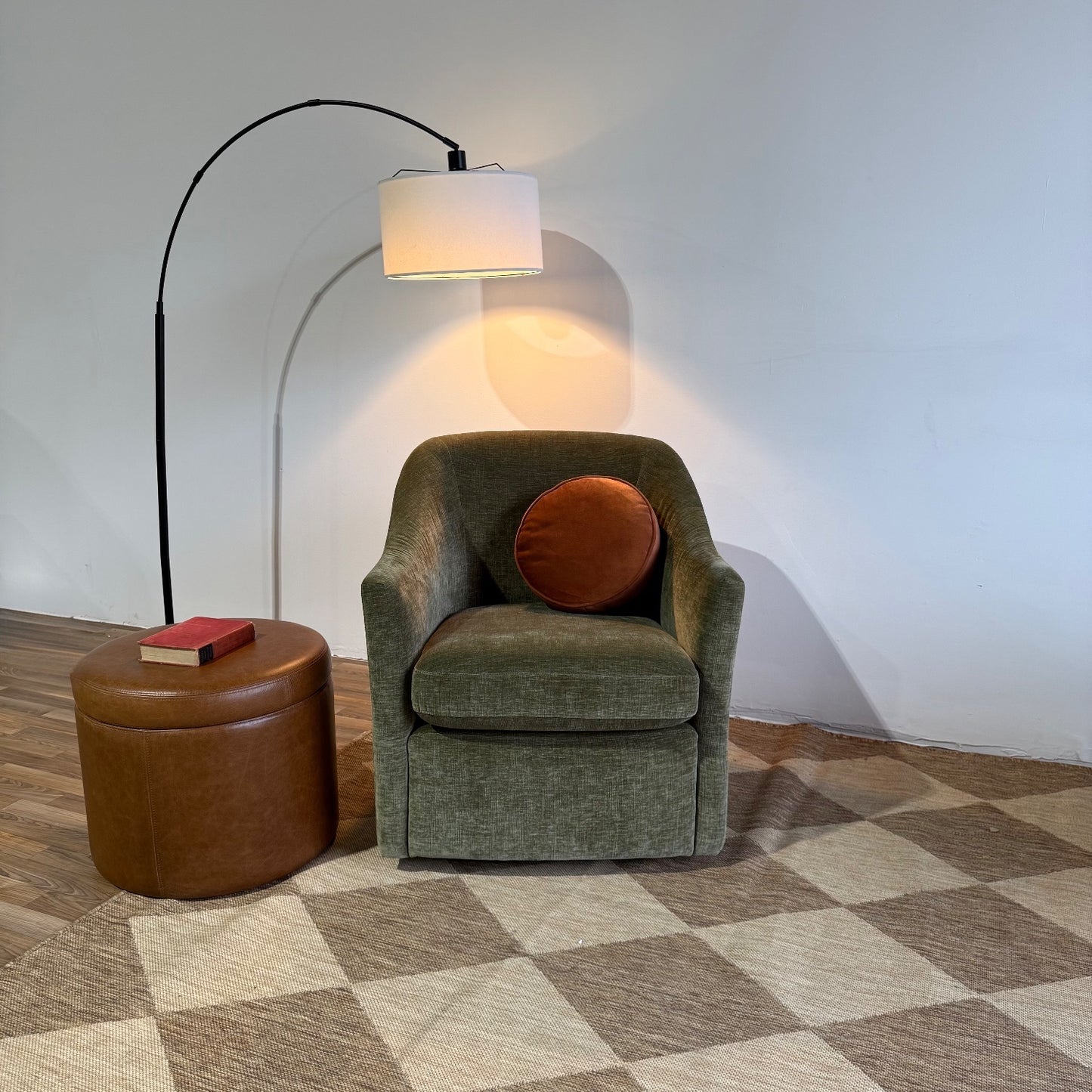 Interior Define Savona Swivel Chair in Green Performance Fabric