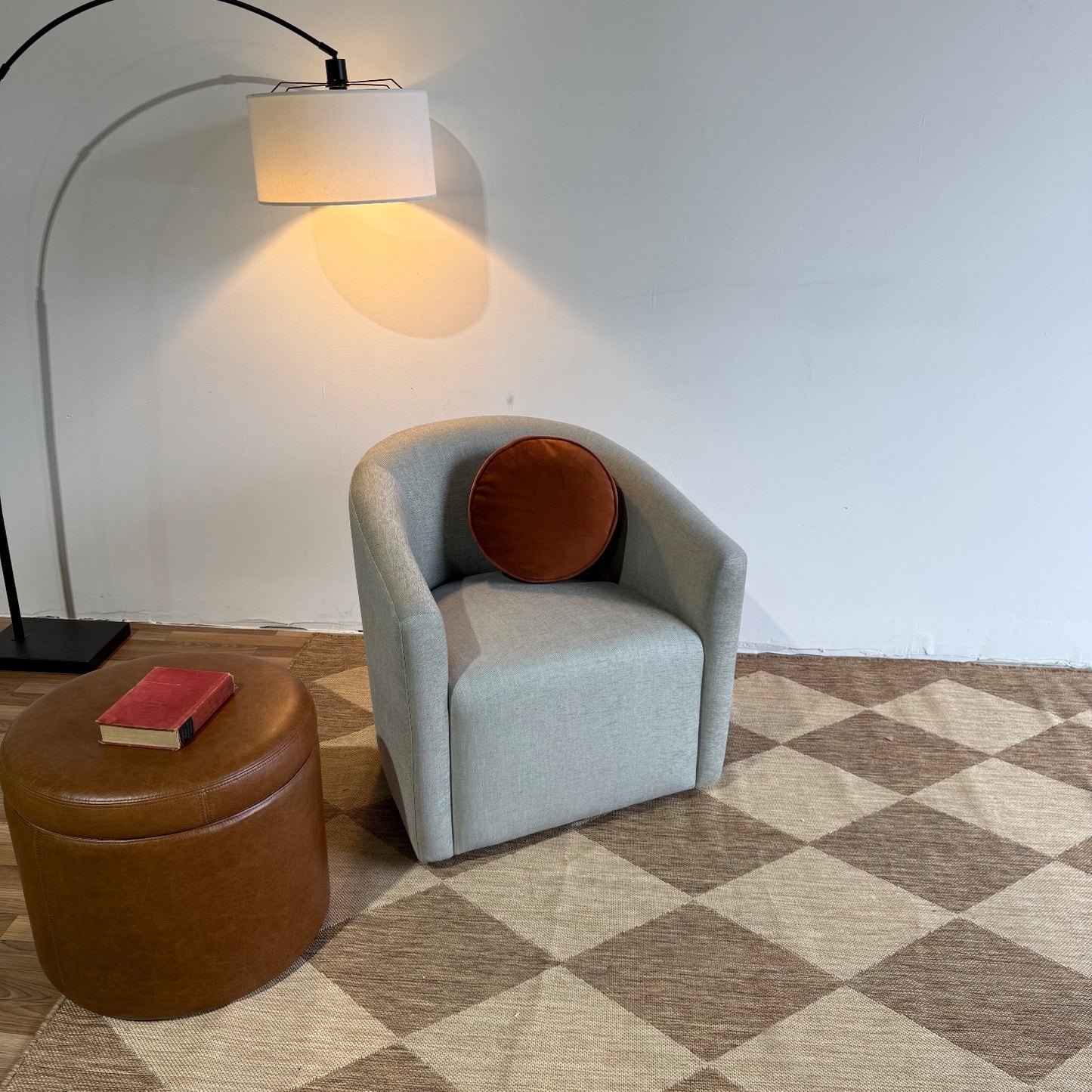 Interior Define Tegan Swivel Chair in Blue Performance Fabric