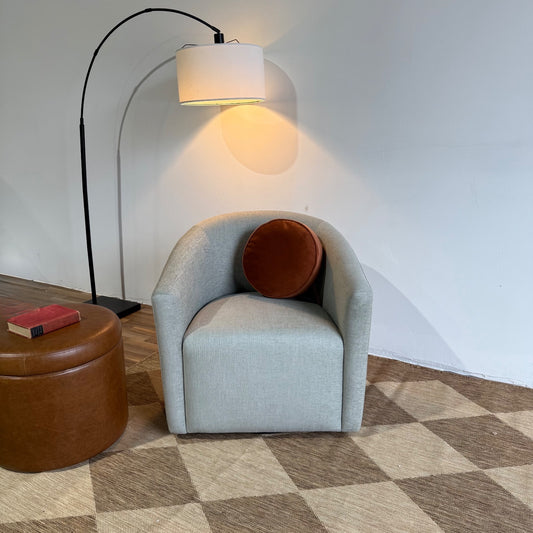 Interior Define Tegan Swivel Chair in Blue Performance Fabric