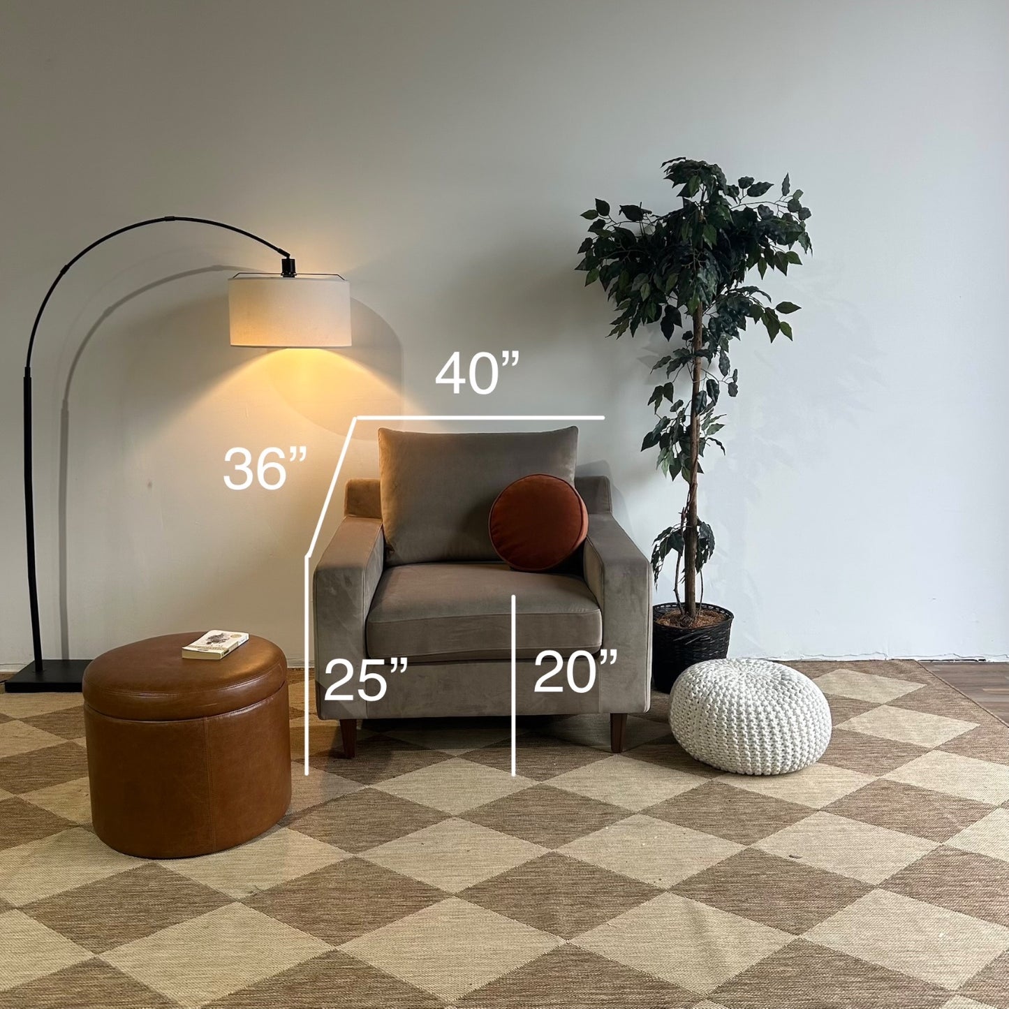 Interior Define Sloan Chair In Grey Mod Velvet