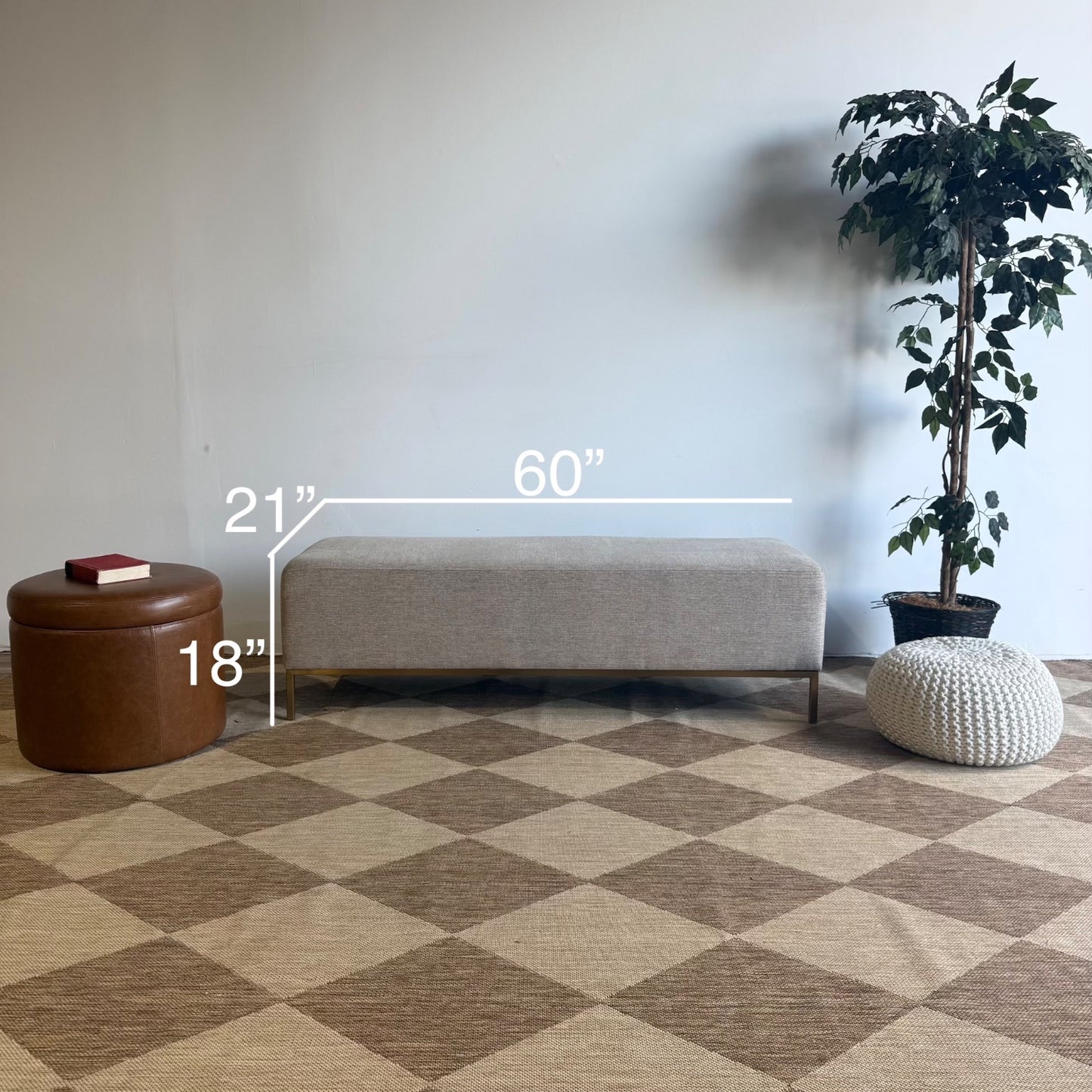 Interior Define Miller Bench in Beige Performance Fabric