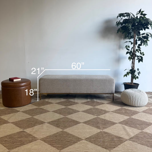 Interior Define Miller Bench in Beige Performance Fabric