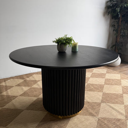 Interior Define Nina Round Dining Table in Black Stain on Rubberwood