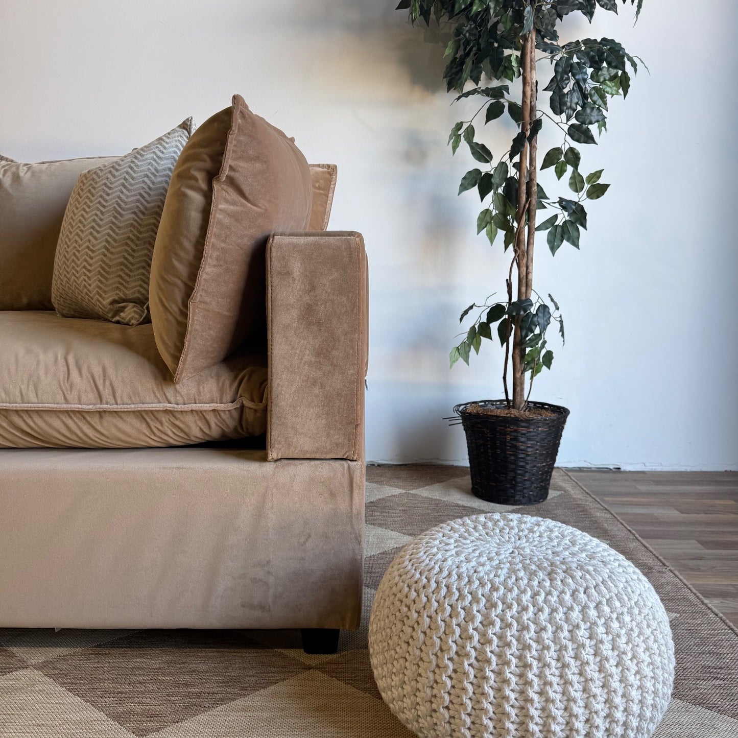 Bellamia Luna Loveseat + Ottoman in Carmel Performance Velvet