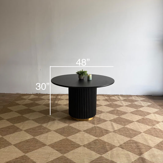 Interior Define Nina Round Dining Table in Black Stain on Rubberwood