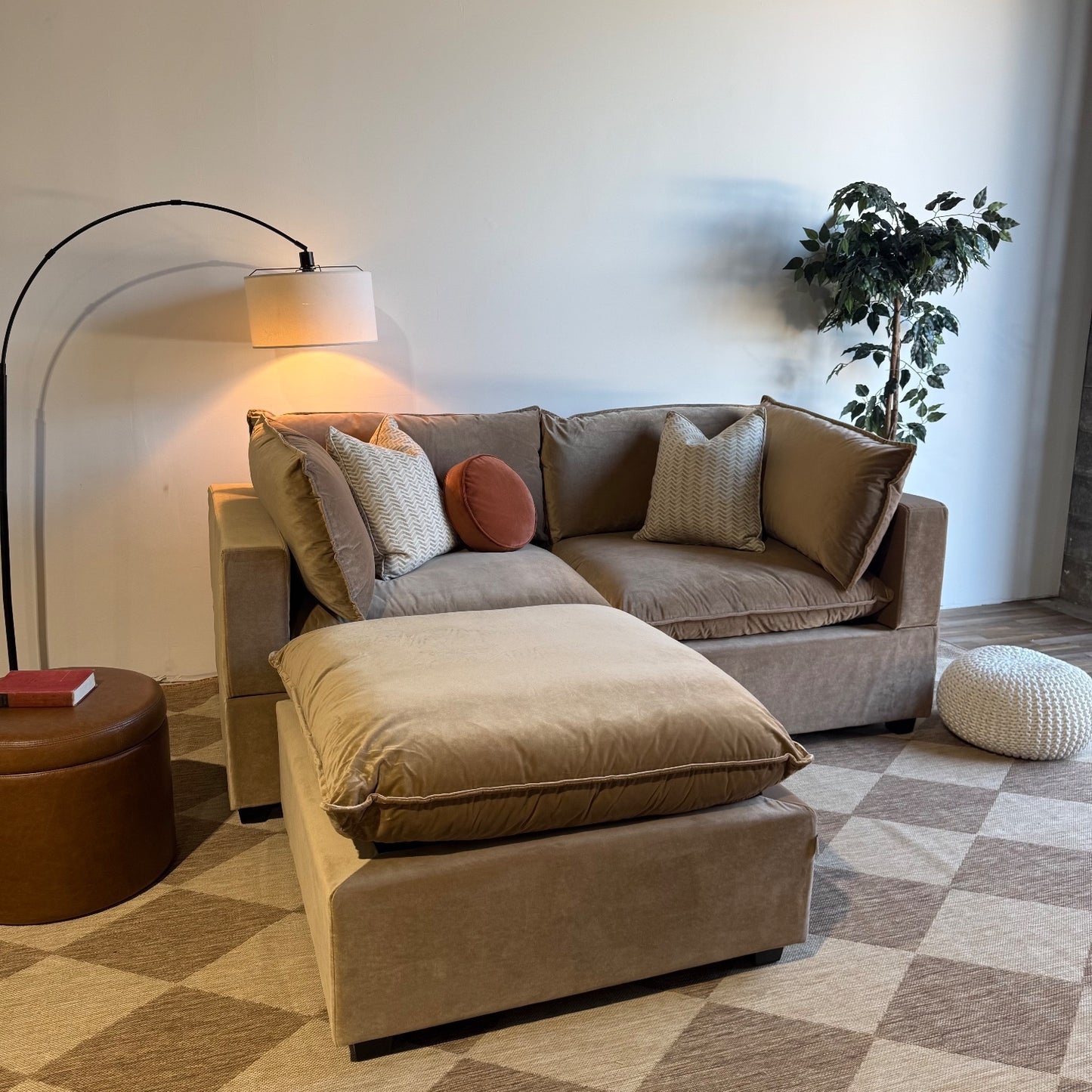 Bellamia Luna Loveseat + Ottoman in Carmel Performance Velvet