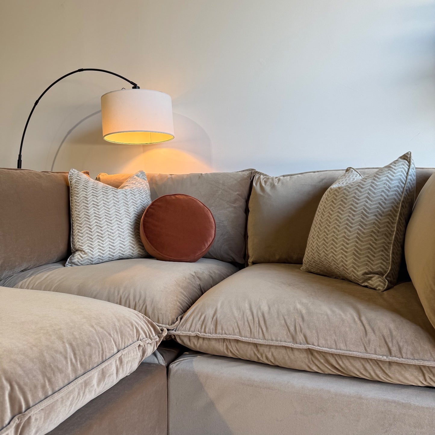 Bellamia Luna Loveseat + Ottoman in Carmel Performance Velvet