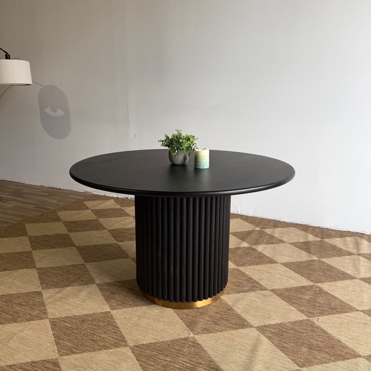 Interior Define Nina Round Dining Table in Black Stain on Rubberwood
