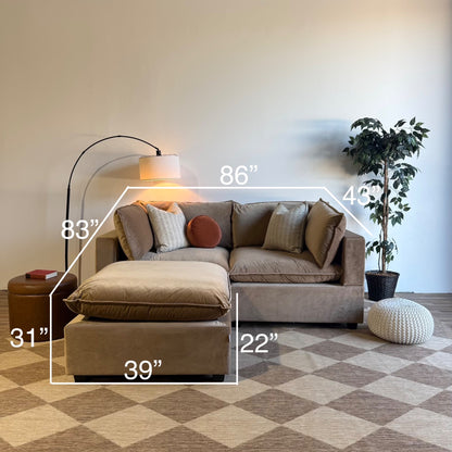 Bellamia Luna Loveseat + Ottoman in Carmel Performance Velvet