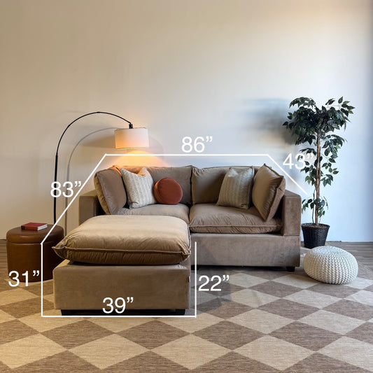 Bellamia Luna Loveseat + Ottoman in Carmel Performance Velvet