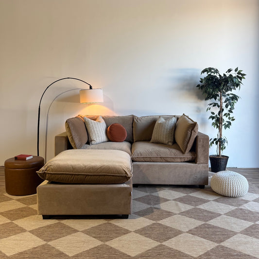 Bellamia Luna Loveseat + Ottoman in Carmel Performance Velvet