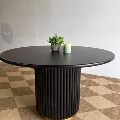 Interior Define Nina Round Dining Table in Black Stain on Rubberwood