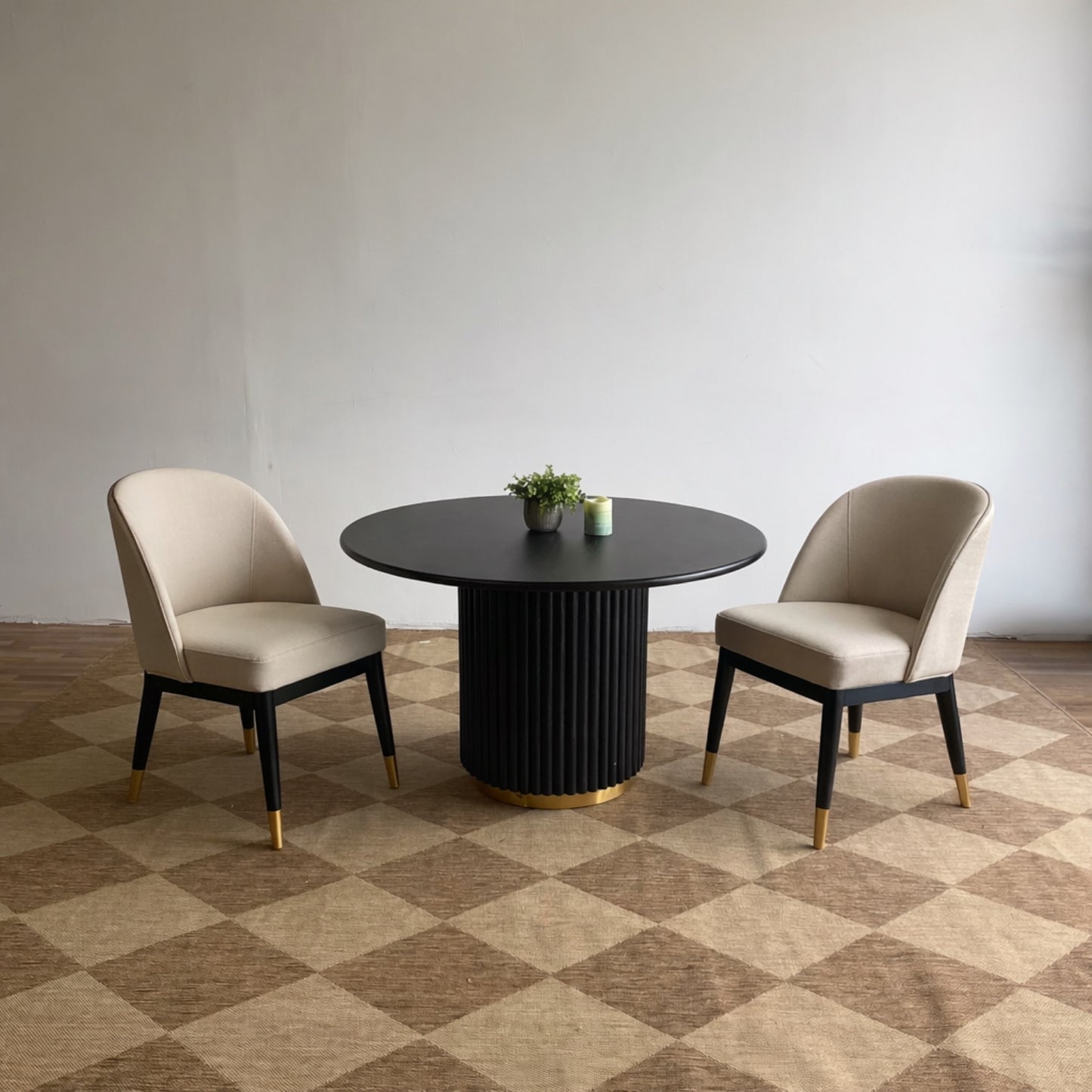 Interior Define Nina Round Dining Table in Black Stain on Rubberwood