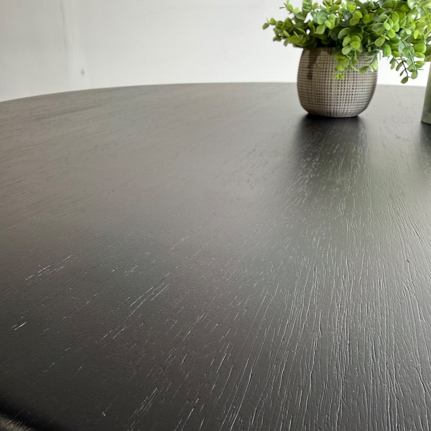 Interior Define Nina Round Dining Table in Black Stain on Rubberwood