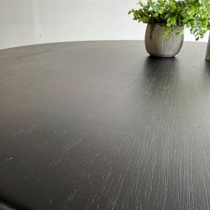 Interior Define Nina Round Dining Table in Black Stain on Rubberwood