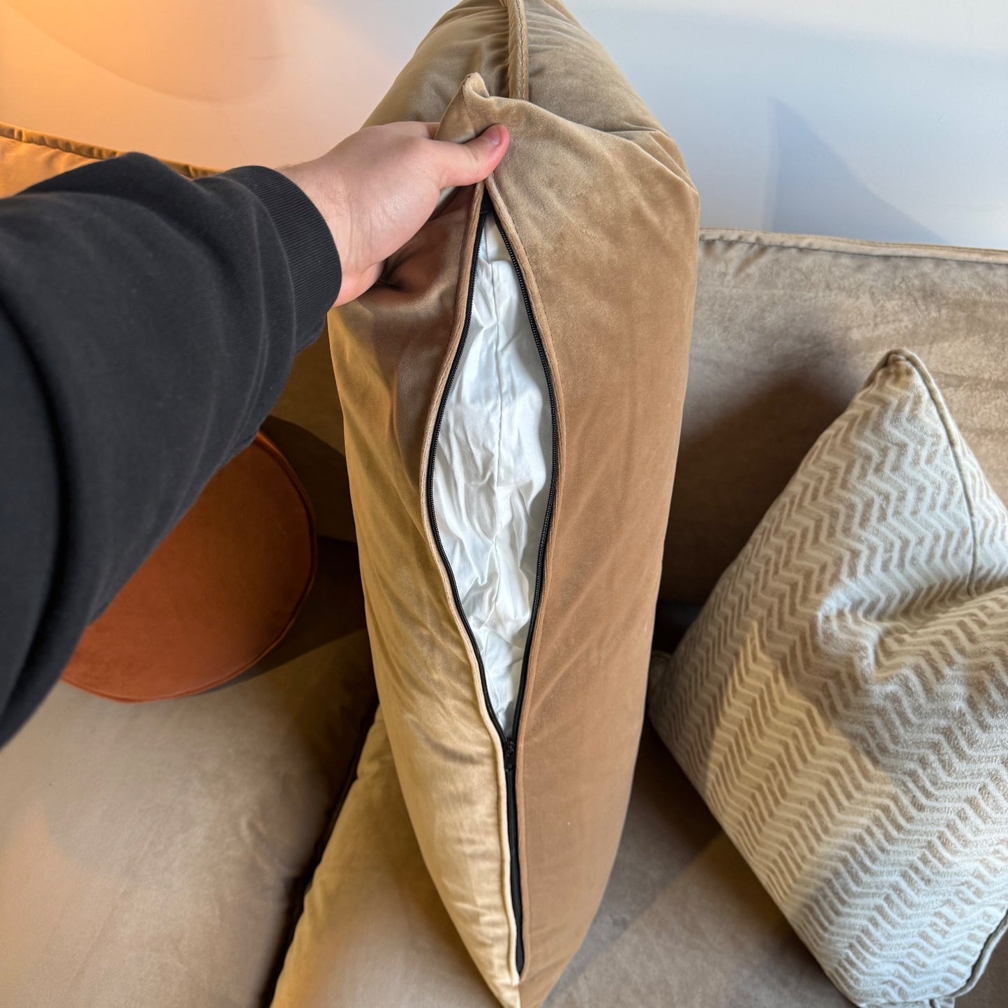 Bellamia Luna Loveseat + Ottoman in Carmel Performance Velvet