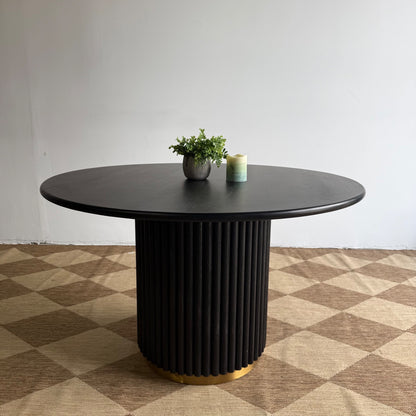 Interior Define Nina Round Dining Table in Black Stain on Rubberwood