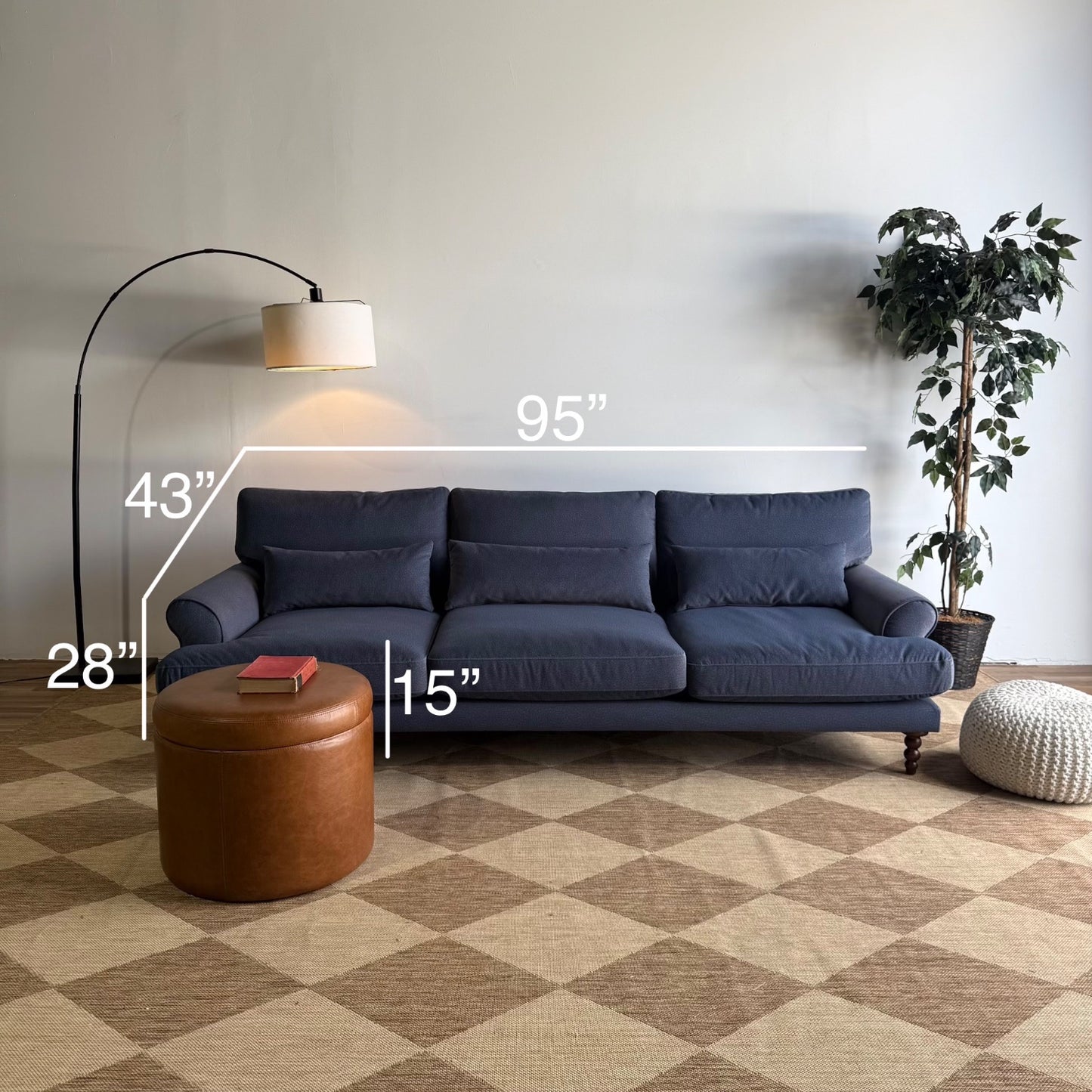 Interior Define Maxwell Sofa in Blue Performance Fabric