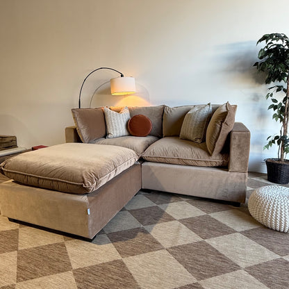 Bellamia Luna Loveseat + Ottoman in Carmel Performance Velvet