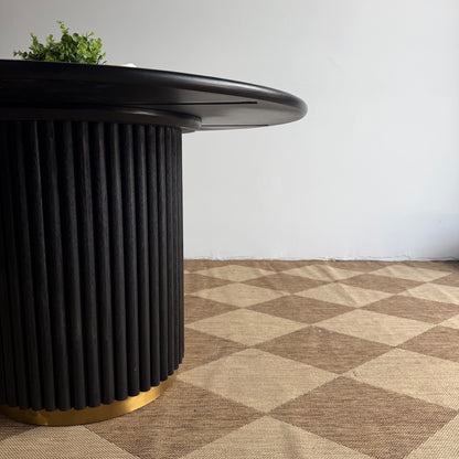 Interior Define Nina Round Dining Table in Black Stain on Rubberwood