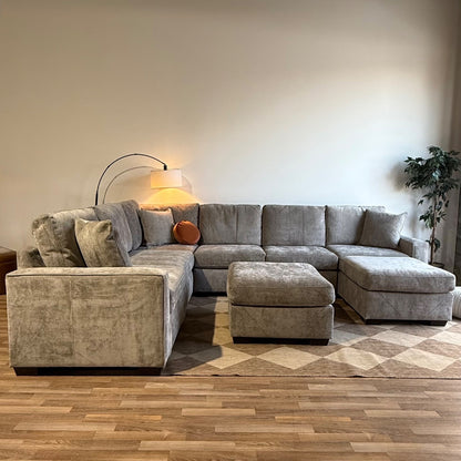 Atlas Modular Grand Corner w/Ottoman in Gray Chenille