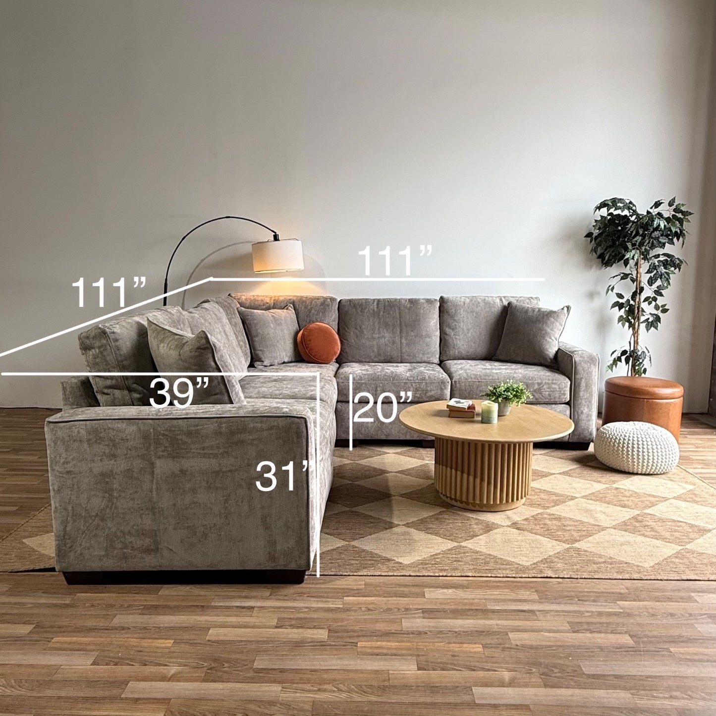 Atlas Modular Corner Sectional in Gray Chenille