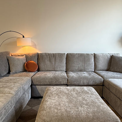 Atlas Modular Grand Corner w/Ottoman in Gray Chenille